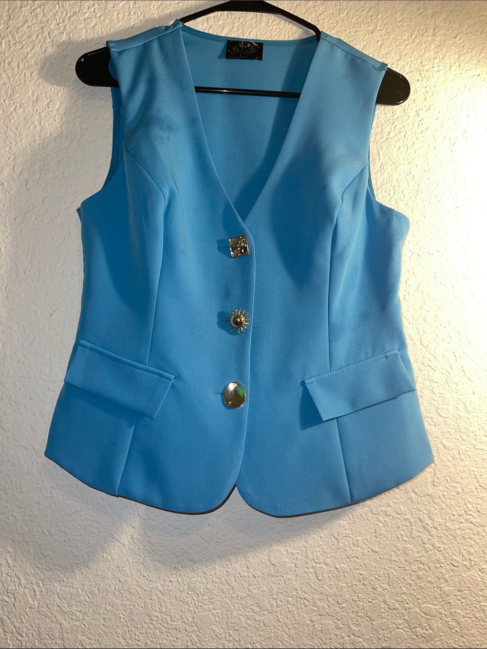 Milk & Honey Brand Women's Blue Sleeveless Blazer Vest Medium - Picture 1 of 7